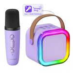 Kinglucky Gift Idea Karaoke Machine for Kids, Portable Mini Karaoke Machine Bluetooth Speaker with 1 Microphone, Colorful Lights & Long Play Time, Birthday Gift for Girl Ages 3-12 Toys Party (Purple)