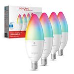 Sengled Smart Light Bulbs, E12 Smart Bulb, S1 Auto Pairing with Alexa Devices, Candelabra Light Bulbs, Smart Chandelier Light Bulbs That Work with Alexa, 45W Equivalent, Multicolor Dimmable, 4-Pack