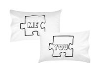 Oh, Susannah Puzzle Piece Couples Pillowcases Ideal Long Distance Relationship Gift Boyfriend Girlfriend Present His & Hers Wedding Anniversary Gift (2 Standard/Queen Pillowcases) by Oh, Susannah