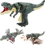 VikriDA 11 Inches Trigger T-Rex Dinosaur Toy- Innovative Telescoping & Swinging Features Realistic Design - Engaging Sound Effects & Lighting - Multicolor