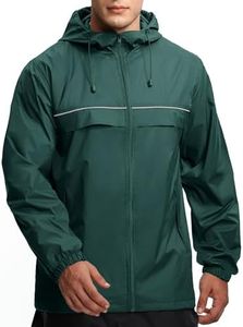 Mens Waterproof Hooded Rain Jacket Lightweight Raincoat for Outdoor Hiking Running Travel