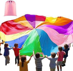 Arrowbash Play Parachute, Large Rainbow Parachute with Handles Parachute Multicolored Toy Tent Cooperative Play Group Play Games for Indoor Outdoor Playground Activities(35 Feet)