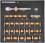 GEARWRENCH 31 Piece Bolt Biter Ratchet Socket Set MM/SAE with EVA Foam Tray - 86525, Black