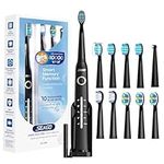 Seago Electric Toothbrushes for Adults, Rechargeable Toothbrush with 10 Heads and Toothbrush Holder, Fast Charge 4 Hours Last 30 Days, Toothbrush for Family, SG958(Black)