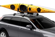 Thule Compass Kayak and SUP roof rack - Carries 2 kayaks or 2 SUPs - J-style carrier - Universal mounting hardware included - Fits 36" wide kayaks and SUPs - 130lb weight limit