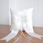 ATAILOVE Wedding Ring Pillow, Ivory Lovely Ring Bearer Pillow Cushion for Wedding Party 7.5'' x 7.5''