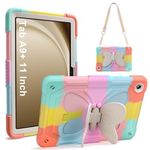 Aolcev for Samsung A9 Plus Tablet Case Heavy Duty Shockproof Case Galaxy Tab A9+ Case with Butterfly Kickstand Shoulder Straps Full Body Protective Cover for Samsung Galaxy Tab A9 Plus 11 inch 2023