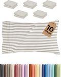 King Pillow Cases Set of 10 - Ultra Soft Hotel Quality Pillowcase Covers - Comfy & Wrinkle Free - Stain & Fade Resistant - Easy-Care, Machine Washable Pillow Protectors - 10 Piece Set - Beige Stripes