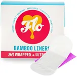 FLO Organic Bamboo Panty Liners Slim, Mega Pack, Biodegradable, Feminine Care, Black-Owned, Compostable, Organic Menstrual Sanitary Napkins for Women, Individually Wrapped, 96-Pack