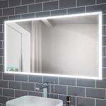 Pebble Grey™ Diaz Illuminated LED Bathroom Mirror built-in Shaver Socket and Heated Demister Mirror Pad | 1200 x 600mm | Motion Sensor Switch