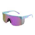 Karsaer Vision 80s 90s Retro Semi Rimless Sunglasses Neon Visor Shades Rave Rainbow Sunlasses for Men Women