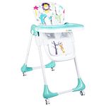 1st Step Little Lux Baby High Chair with 5 Point Safety Harness, 7 Level Height Adjustment (Mint Green)