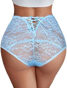 Avidlove Women's Underwear Invisible Seamless Hipster Lace Underwear Full Coverage Panties Light Blue