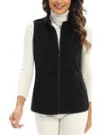 Xeoxarel Women's Soft Polar Fleece Vest, Lightweight Sleeveless Jackets Classic Fit Outerwear Full-Zip Pockets Casual Clothes Black