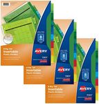 Avery Dividers for 3 Ring Binders, 8-Tab Binder Dividers, Plastic Binder Dividers, Insertable Big Tabs, Multicolor, 3 Sets (71901)