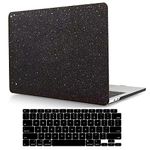 Case Compatible with MacBook 12 Inch (Model A1534, Release 2017 2016 2015) with Retina Display,Glitter Bling Leather Case Protective Cover & Keyboard Cover for MacBook Retina 12 Inch,Glitter Black