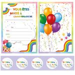 SEFFY Carte invitation fete enfant francais, Cartes invitation anniversaire avec enveloppes et autocollants (lot de 15)