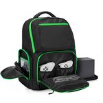 Trunab Travel Backpack Compatible with Xbox Series X Carrying Case Game Storage Bag with Inner Divided Spaces for Xbox X/S Console, Multiple Pockets for 15.6” Laptop and Other Gaming Accessories, Green(Patent Pending)