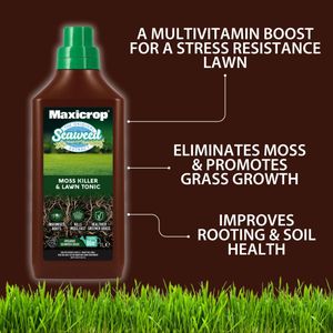 Maxicrop Moss Killer & Lawn Tonic 1L – Fast-Acting Seaweed Lawn Care