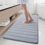 Home Brilliant Memory Foam Bath Mat Rug, 47" x 16", Ultra Soft and Non-Slip Water Absorbent and Machine Washable Bath Rug Runner for Bathroom, Shower, Tub, Grey