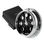 Tabic Handmade Prestige Chrome Moon Phase Clock - Elegant Full Moon Wall Clock with Jet Black Dial, Stunning Look with Mirrored Backdrop and Chrome Hands, Perfect Decorations and Gift