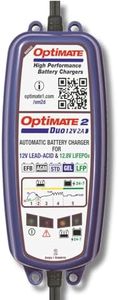 OptiMate 2 Duo 12V 2A Car Battery Charger & Maintainer for Lead-Acid & LiFePO4 Batteries, Car Motorcycle Boat & Camper, Automatic Battery Type Detection, 4V Recovery