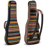 CAHAYA Ukulele Case Cotton Ukulele Bag for 23 Inch Ukulele 9MM Thick Soft Padding Adjustable Straps Bohemia Vintage Style