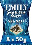 EMILY Seaweed Crisps Sea Salted Flavour | Healthy Nori Snack | Source of Iodine, High Fibre | Gluten-Free, Vegan Friendly | Perfect for Snacking & Parties | 8 x 50g Packs