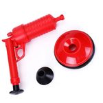 RONTENO Air Blaster Toilet Plunger | Power Drain Cleaner Opener Air Drain Blaster Gun for Clogged Drain | High Pressure Air Drain Blaster Cleaner for Toilets, Bathroom, Shower, Kitchen (Red)