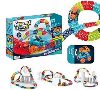 Race Tracks Set, Flexible Zero Gravity Magic Race Track Set with Light Up Toy Cars, Glow in The Dark Car Toys for 3 4 5 6 Years Old Toddlers Birthday Gifts