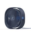 Snowpea USB Desk Fan, Small Powerful, Portable Quiet 3 Speeds 360° Adjustment Mini Personal Fan for Home Office Car Indoor Outdoor - Blue