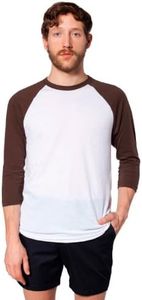 American Apparel BB453 AM BB453 BASEBALL TEE WHITE/BROWN XS