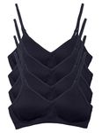 Kalon Women’s 4 Pack Demi Padded Bralette Wireless Comfortable Bra, 4pk Black, M/L