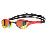 ARENA Unisex Cobra Ultra Swipe Racing Swim Goggles for Men and Women Swipe Anti-Fog Technology Polycarbonate Mirror Lens, Gold/Red