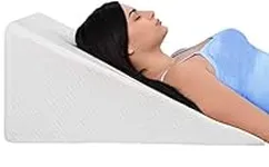 Bed Wedge Pillow with Memory Foam Top 12in – Wedge Pillow for Snoring, Neck Pillow for Pain Relief, Shoulder Pain, Back Pillow for Sitting in Bed, Heartburn Relief – Removable, Washable Cover