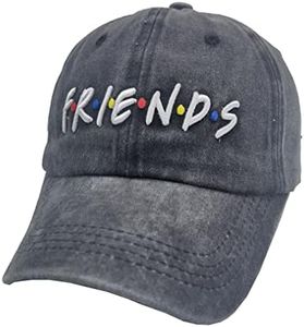 Waldeal Women's Friends Baseball Caps Embroidered Adjustable Denim Ball Cap Dad Hat 3D Black