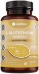 JeaKen - L-Glutathione Reduced - Detoxification Support - Free Radical Neutralizer with Anti-Ageing Effects - Improves Uneven Skin Tone - Allergen Free and Highly Bioavailable - 60 Vegan Capsules