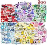 Stickers 300 Pcs Coloured Aesthetic Stickers for Adults Children Teens,Waterproof Vinyl Stickers for Laptop Phone Suitcase Journal Water Bottles Diary Guitar Scrapbook Skateboard iPad Bike MacBook