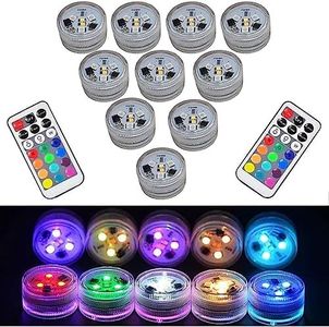 Dyanch Mini Submersible Led Lights with Remote – 10 Pack 1.5" RGB Multicolor Battery Operated Pool Lights | Underwater Shower Pond Lantern Puck Lights with Remote | Small Waterproof Flameless Candles