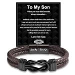 GBTBYS To My Son Bracelet, Son Gifts from Mom Dad, Gifts for Son, Leather Bracelets Inspirational Wristband Graduation Birthday Gifts for Son Teen Boy Him Brown