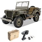 RocHobby 1/12 1941 MB Scaler RC 4x4 Hobby Grade RTR RC Car Mini RC Rock Crawler Military, 2.4Ghz RC Truck with 180 Brushed Motor, LED Lights, Battery and USB Charger for Adults