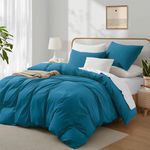 RSNIRCH Cotton Double Duvet Cover Petrol Blue Teal Soft Bedding Set Double Bed Quilt Cover with 2 Pillow Cases