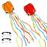 YSBER 2 Pack Large Octopus Kites 13.8ftx2.3ft - 3D Mollusc Octopus with 157 Inches Long Colorful Tail Easy to Fly Come with Handle & 328ft String for Kids Adults Outdoor Activities Beach Park Trip