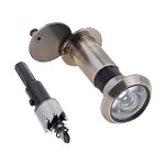 HOJLKLD Door Viewer Peephole 200 Degree Zinc Alloy with 16 mm/0.63 inch Drill Bit for 1-1/2" to 2-3/8" Doors (Antique Bronze)