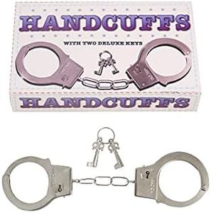 Navoys Kids Metal Hand Cuffs, Fancy Dress Police Accessory, SWAT Handcuffs for Pretend Fun Play, Fits Adults and Children (1), Silver