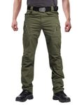 Susclude Men's Military Tactical Pants Outdoor Rip-Stop Hiking Workout Pants Lightweight Casual Cargo Pants for Men Straight Hiking Pants Army Green 30Wx30L