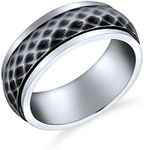 Personalize Unisex Couples Diamond-Cut Multi Faceted Prism Cut Wedding Band Fidget Spinner Rings for Men Women Two Silver Tone Oxidized Stainless 8MM