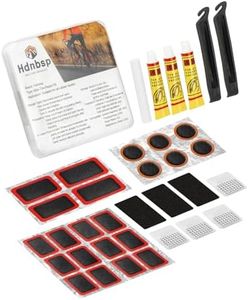 Hdnbsp 35 Pcs Bike Tire Repair Kit, Bicycle Inner Tube Patch Kit with Tire Lever and Adhesive Patches, Road Bike Flat Tire Patch Kits - Portable Case for Ebike, Motorcycle & Cycling Inflatable Tubes