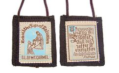 Brown Genuine Wool O.L. of Mt Carmel with Our Lady's Scapular Promise, 32 Inch, cloth