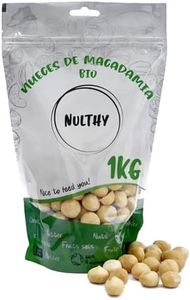 NULTHY - 1kg Nueces de Macadamia BIO - Nueces Macadamia Naturales y Crujientes, Ricas en Nutrientes, sin Gluten y sin Aditivos, Nuez de Macadamia Producto Ecológico y Vegano, Nueces Peladas 1kg